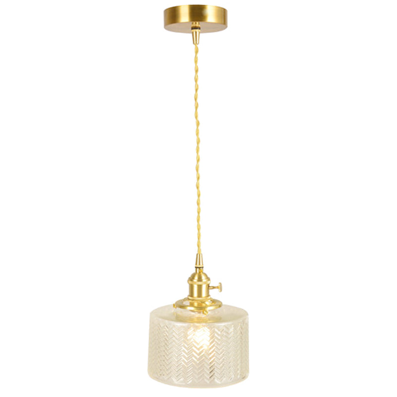 Wavy Glass Pendant Light - Vintage Industrial 1 Hanging Lamp Clear