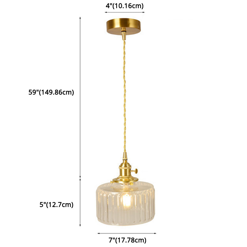 Vintage Industrial Wavy Glass Pendant Light with 1 Cylindrical Lamp