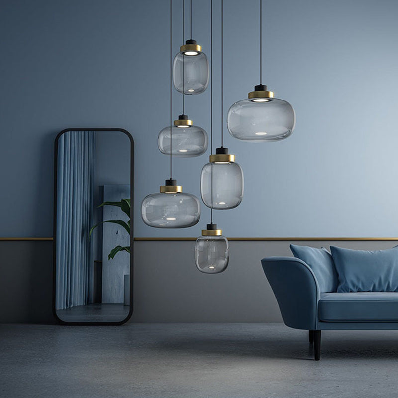 Hand Blown Glass Mason Jar Pendant Light With Modern Design