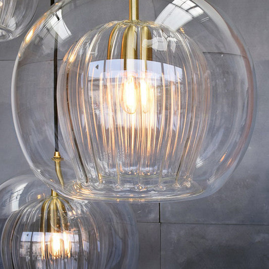 Modern Clear Double Glass Hanging Pendant  Lamp for Living Room