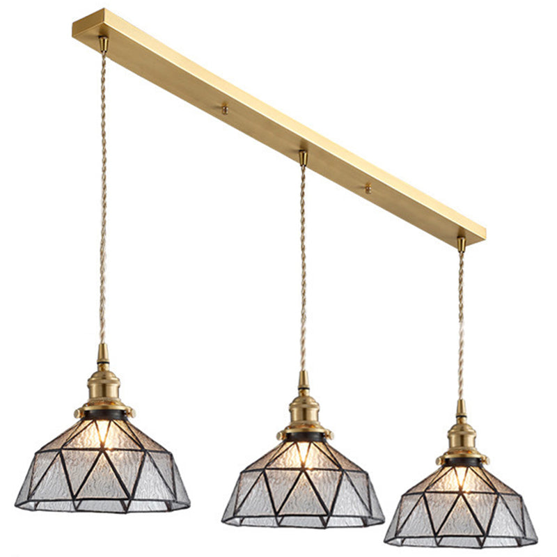 Lampe suspendue en verre géométrique glacé avec luminaire suspendu de style Tiffany