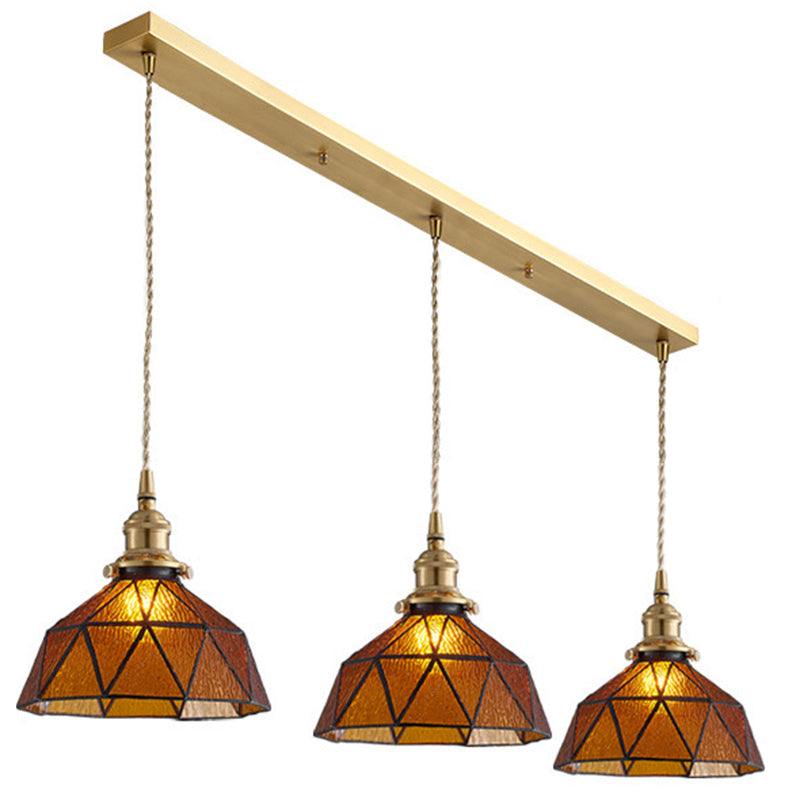 Lampe suspendue en verre géométrique glacé avec luminaire suspendu de style Tiffany