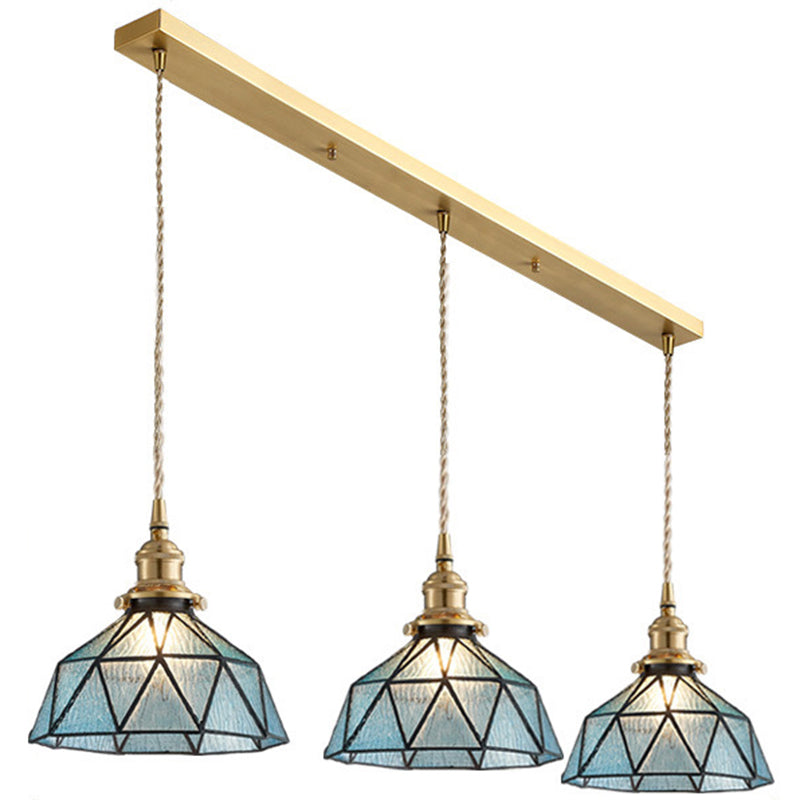 Lampe suspendue en verre géométrique glacé avec luminaire suspendu de style Tiffany