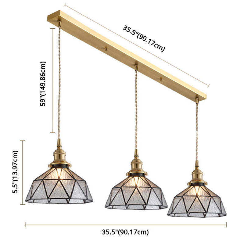 Lampe suspendue en verre géométrique glacé avec luminaire suspendu de style Tiffany
