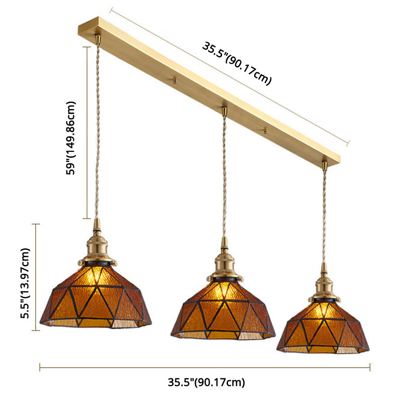 Lampe suspendue en verre géométrique glacé avec luminaire suspendu de style Tiffany