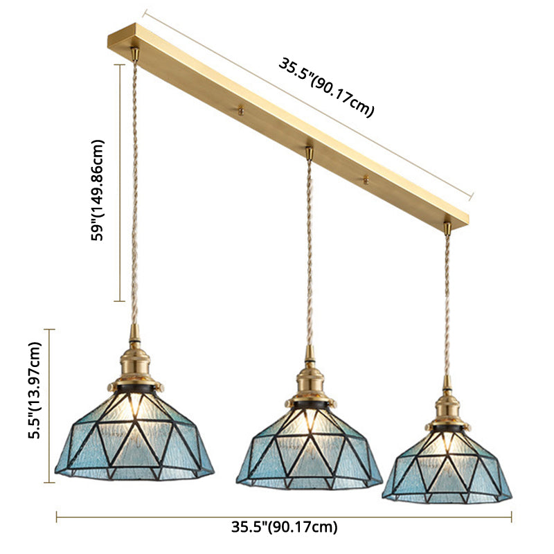 Lampe suspendue en verre géométrique glacé avec luminaire suspendu de style Tiffany