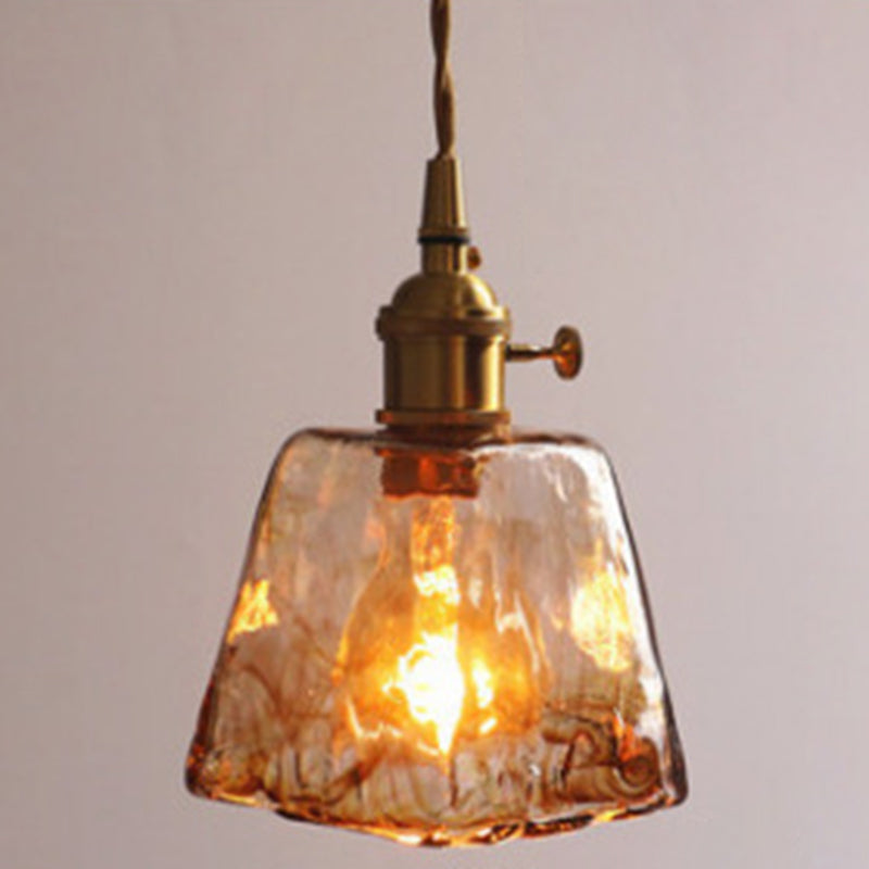 Lampe à suspension vintage en verre albâtre pour salon - 1 lampe à suspension ambrée