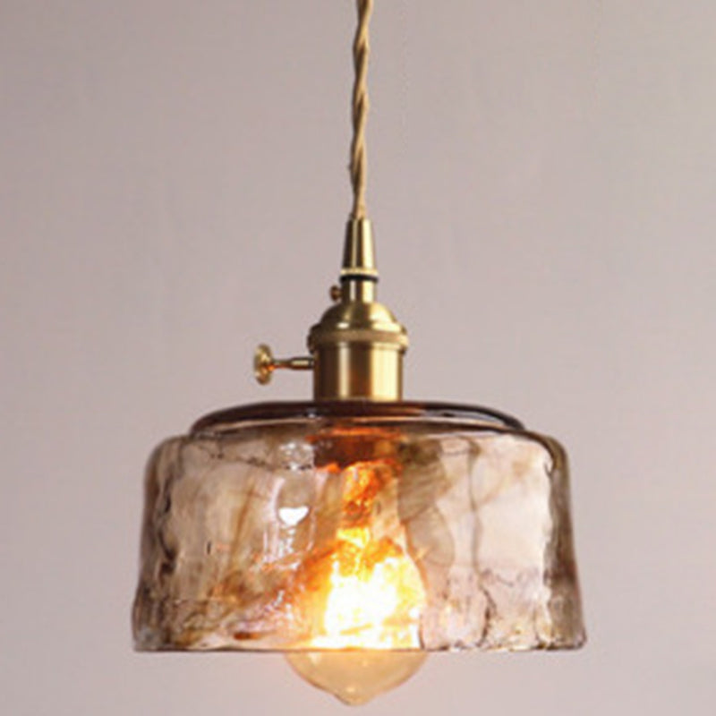 Lampe à suspension vintage en verre albâtre pour salon - 1 lampe à suspension ambrée