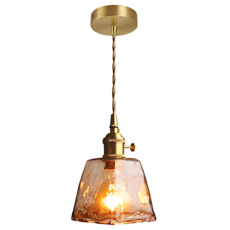 Lampe à suspension vintage en verre albâtre pour salon - 1 lampe à suspension ambrée