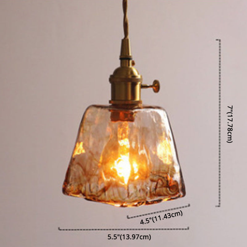 Lampe à suspension vintage en verre albâtre pour salon - 1 lampe à suspension ambrée