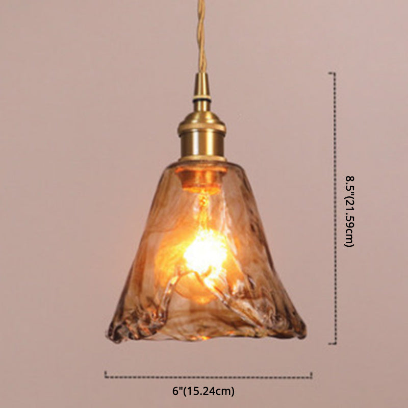 Lampe à suspension vintage en verre albâtre pour salon - 1 lampe à suspension ambrée
