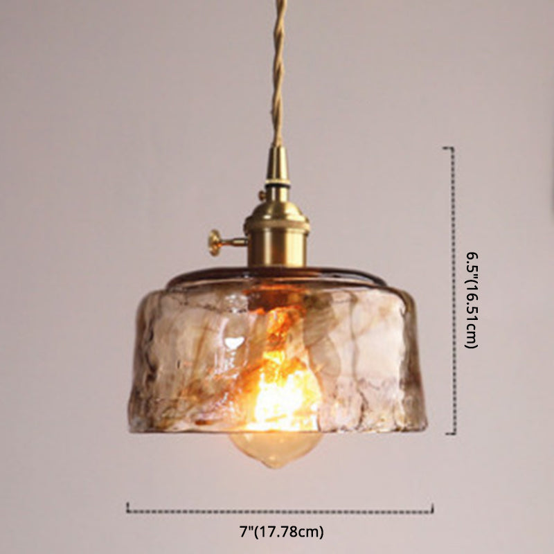 Lampe à suspension vintage en verre albâtre pour salon - 1 lampe à suspension ambrée