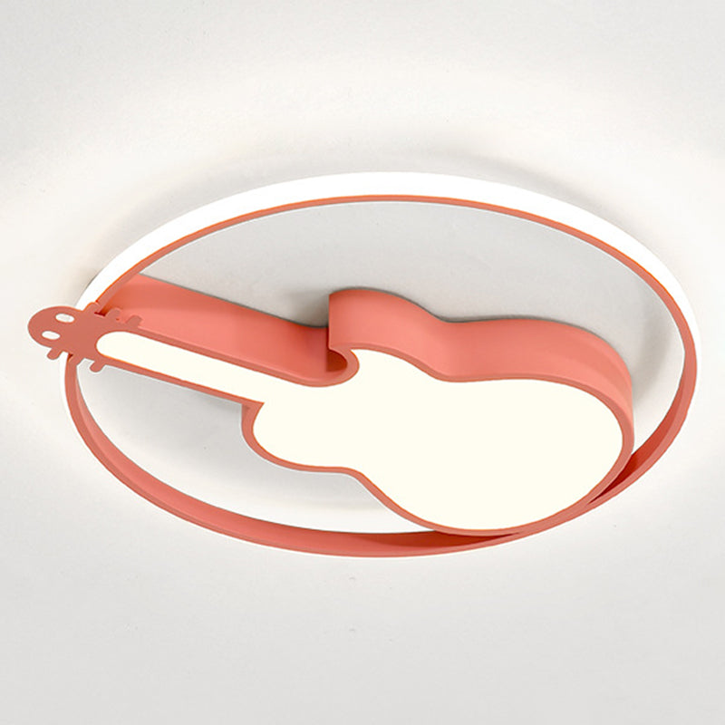 Creative Guitar Flush Mount Ceiling Light for Bedroom - 1 Light Metal Fixture