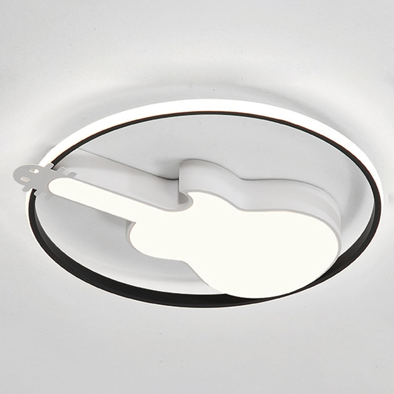 Creative Guitar Flush Mount Ceiling Light for Bedroom - 1 Light Metal Fixture