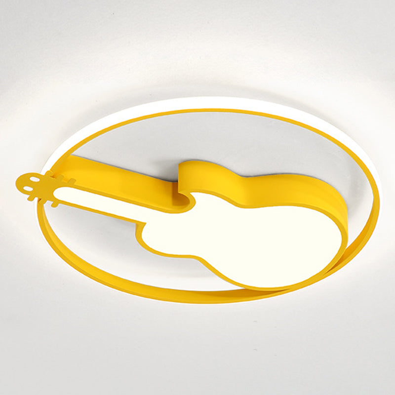 Creative Guitar Flush Mount Ceiling Light for Bedroom - 1 Light Metal Fixture