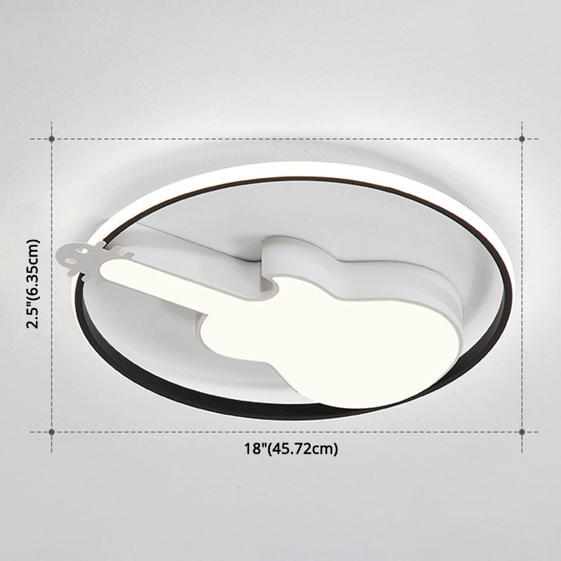 Creative Guitar Flush Mount Ceiling Light for Bedroom - 1 Light Metal Fixture