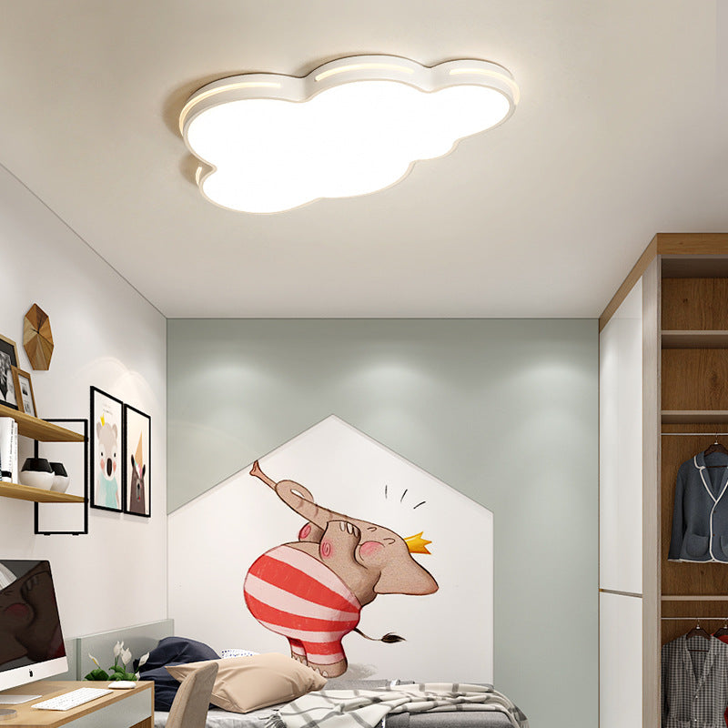 Nordic Metallic Flush Ceiling Light, Cloud Design - 1-Light Flush-Mount Fixture