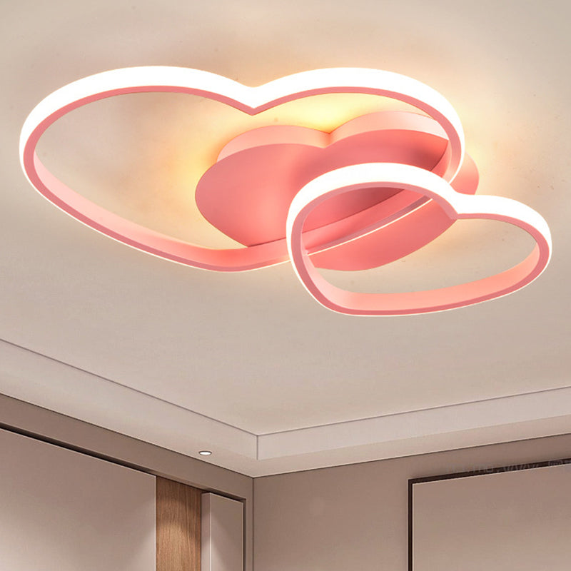 Contemporary Heart Design Flush Mount Light Fixture - Metal Ceiling Light