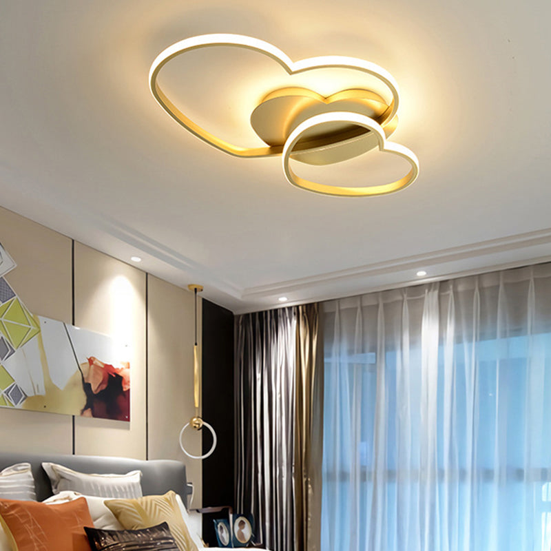 Contemporary Heart Design Flush Mount Light Fixture - Metal Ceiling Light