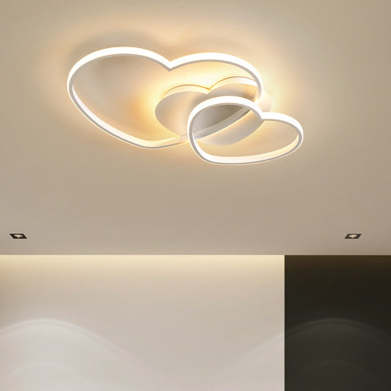 Contemporary Heart Design Flush Mount Light Fixture - Metal Ceiling