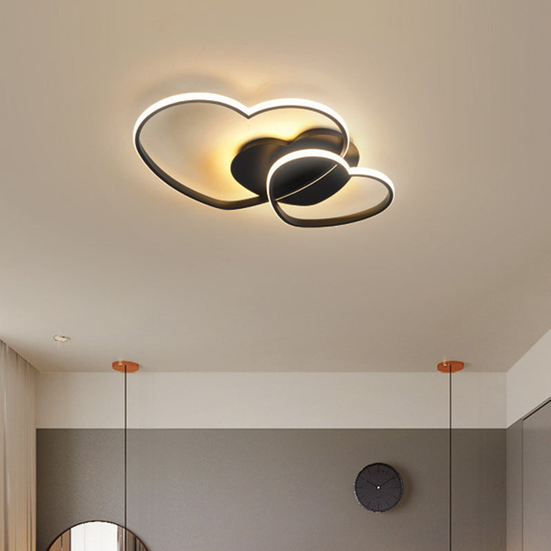 Contemporary Heart Design Flush Mount Light Fixture - Metal Ceiling Light