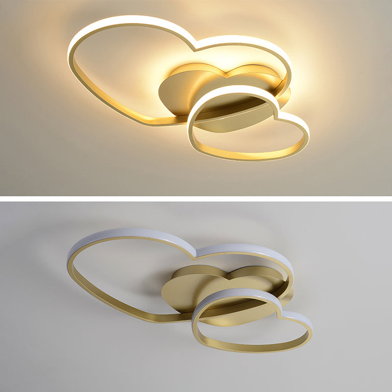 Contemporary Heart Design Flush Mount Light Fixture - Metal Ceiling Light