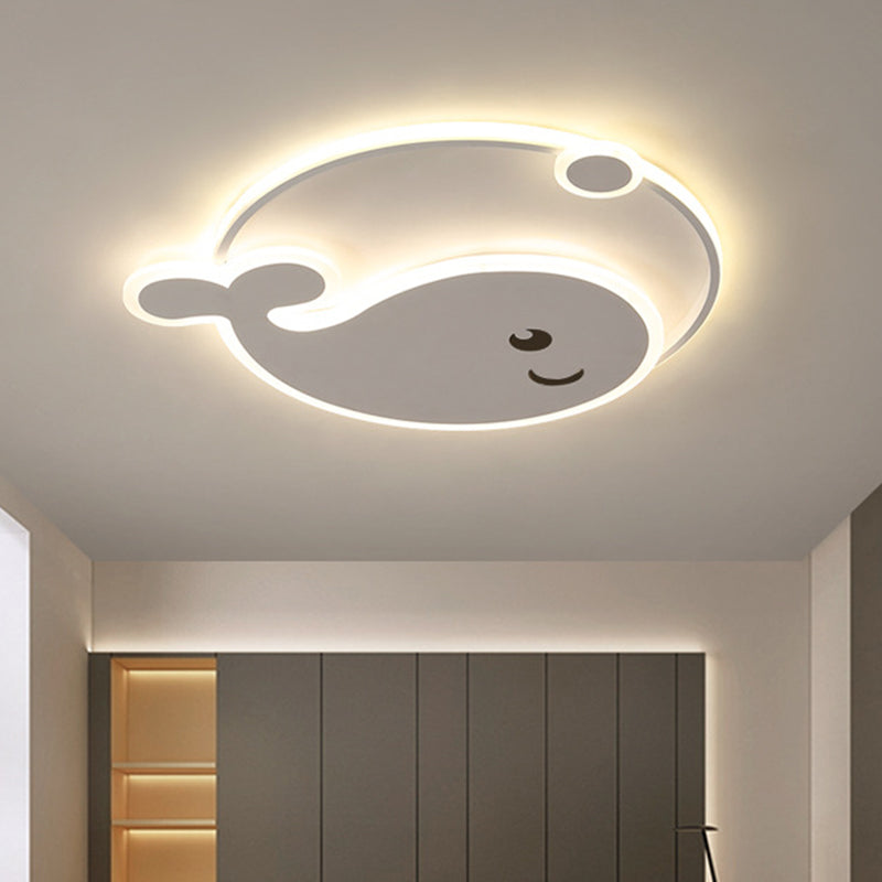 Cartoon Acrylic Whale Flush Mount Chandelier for Bedroom
