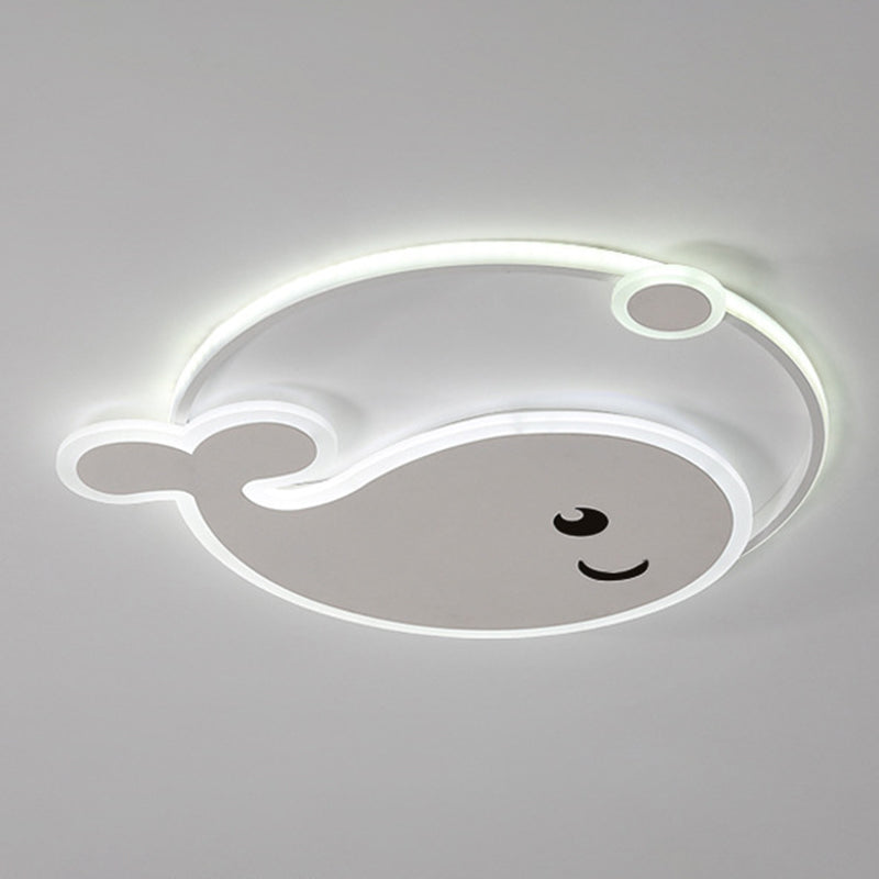Cartoon Acrylic Whale Flush Mount Chandelier for Bedroom