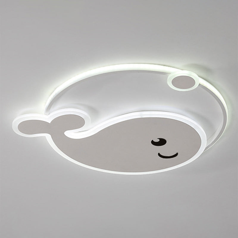 Cartoon Acrylic Whale Flush Mount Chandelier for Bedroom