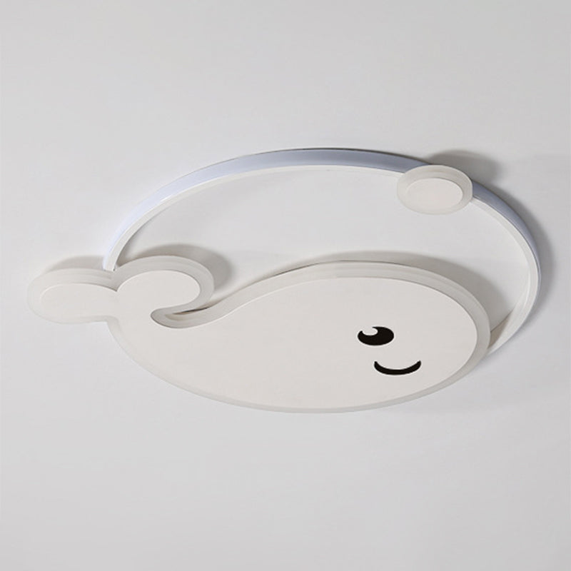 Cartoon Acrylic Whale Flush Mount Chandelier For Bedroom