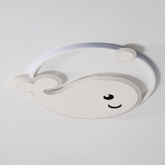 Cartoon Acrylic Whale Flush Mount Chandelier For Bedroom