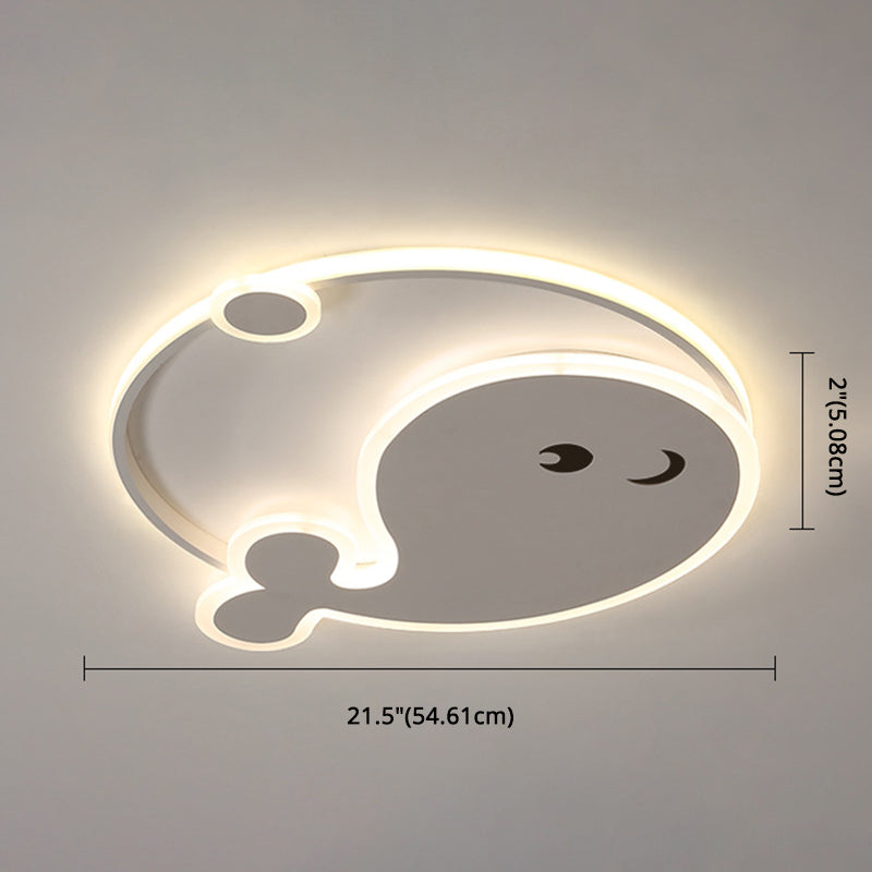 Cartoon Acrylic Whale Flush Mount Chandelier for Bedroom