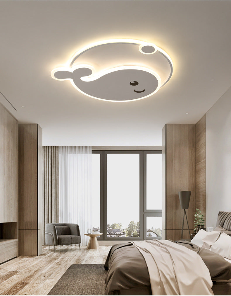 Cartoon Acrylic Whale Flush Mount Chandelier for Bedroom