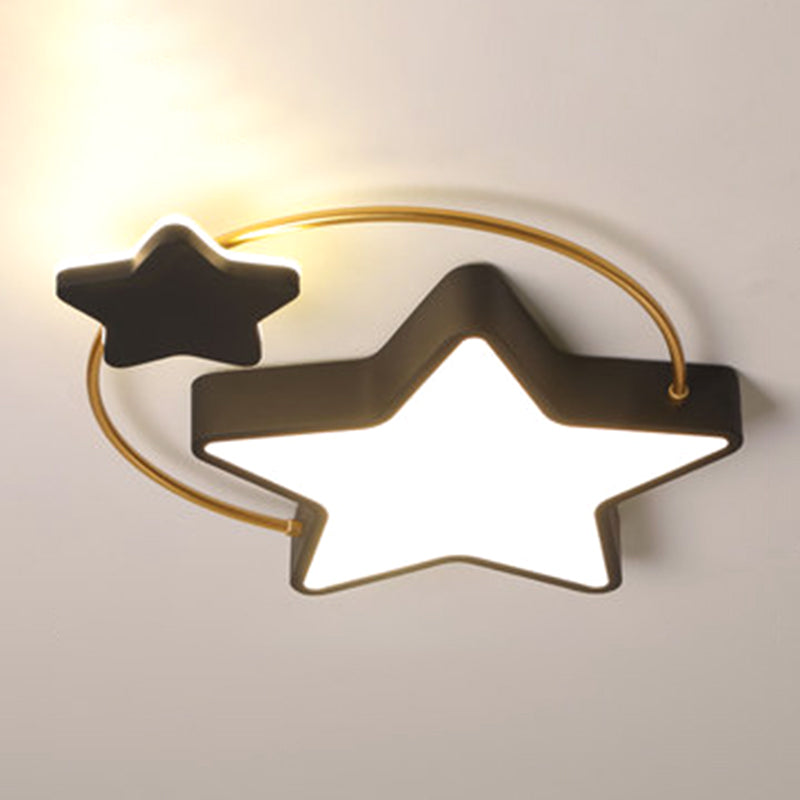 Modernist Acrylic Flush Mount Ceiling Light For Bedroom - Pentagram Design Gold-Black / 18 White
