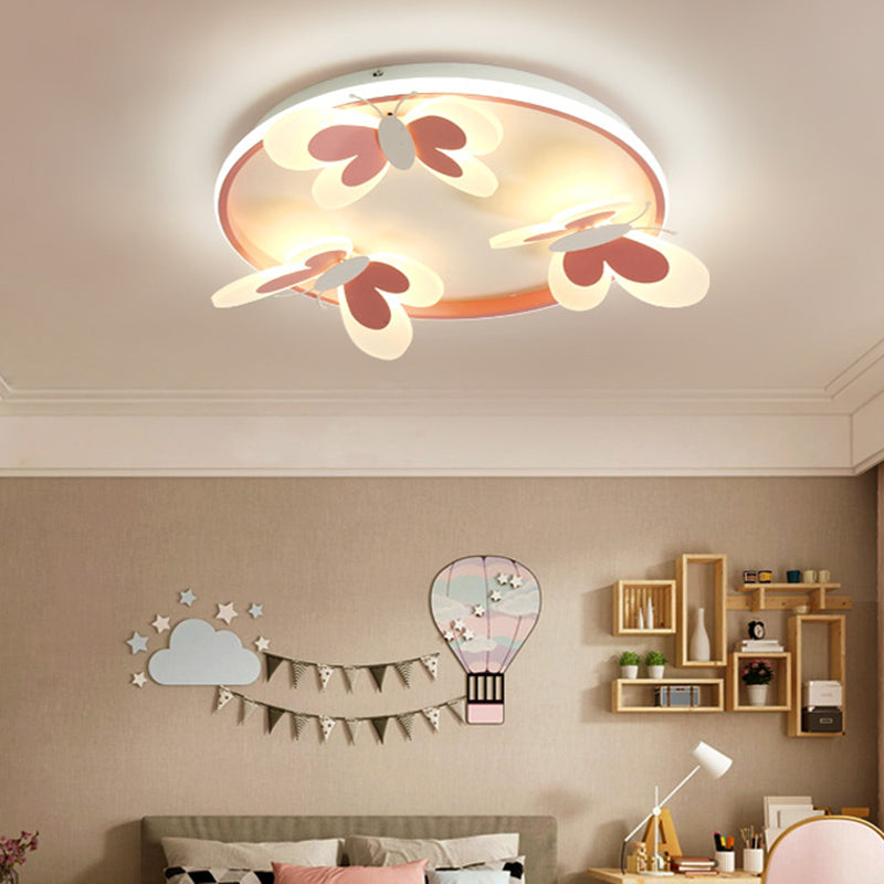 Kids Butterfly Acrylic Flush Mount Ceiling Light For Bedroom