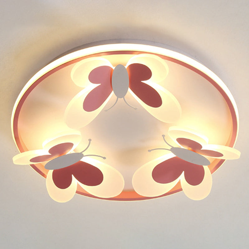 Kid's Butterfly Acrylic Flush Mount Ceiling Light for Bedroom