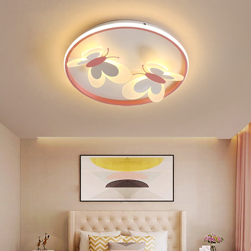 Kids Butterfly Acrylic Flush Mount Ceiling Light For Bedroom