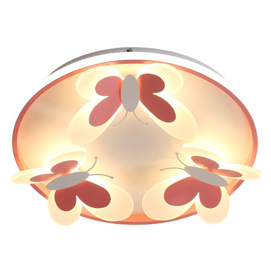 Kids Butterfly Acrylic Flush Mount Ceiling Light For Bedroom