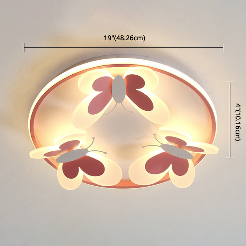Kids Butterfly Acrylic Flush Mount Ceiling Light For Bedroom