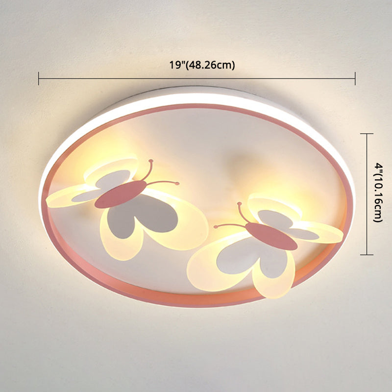 Kids Butterfly Acrylic Flush Mount Ceiling Light For Bedroom
