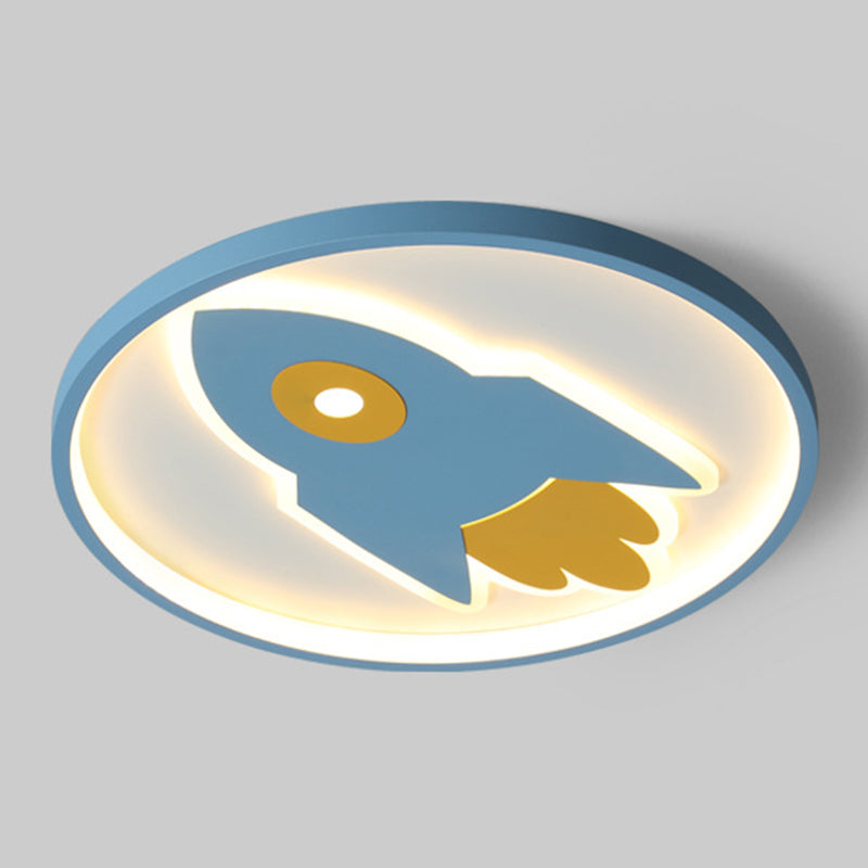 Cartoon Rocket Flush Mount Ceiling Light for Bedroom - Metal Fixture