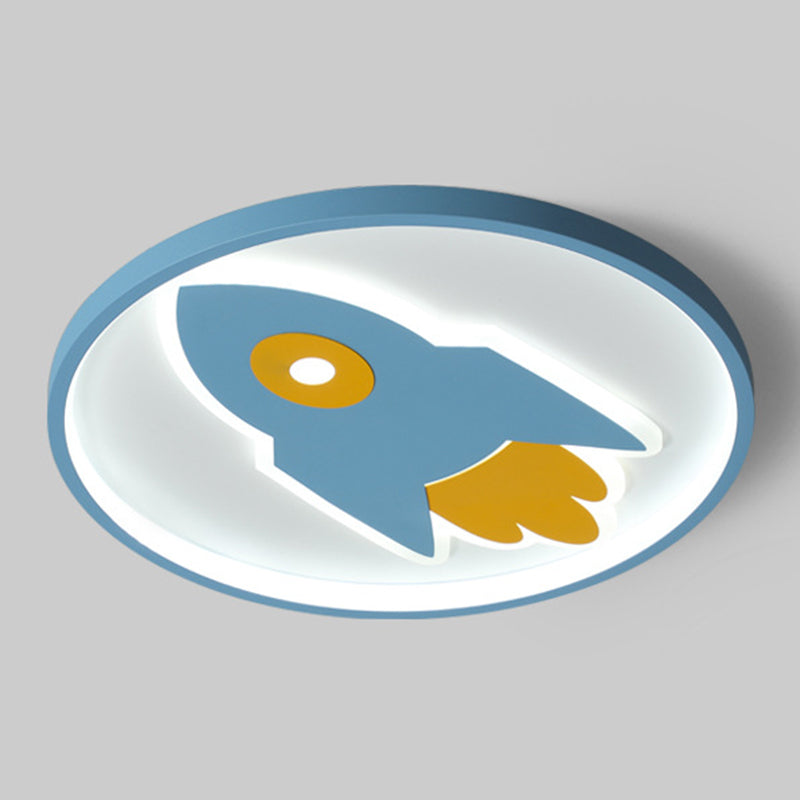 Cartoon Rocket Flush Mount Ceiling Light for Bedroom - Metal Fixture