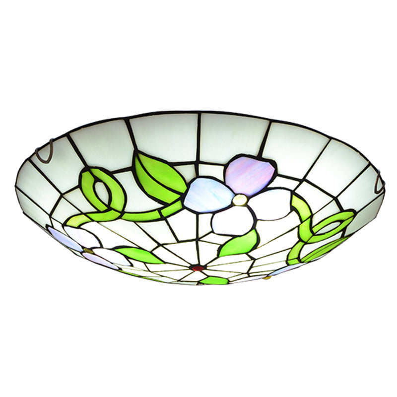 Stained Glass Tiffany-Style Flower Flush Mount Ceiling Light