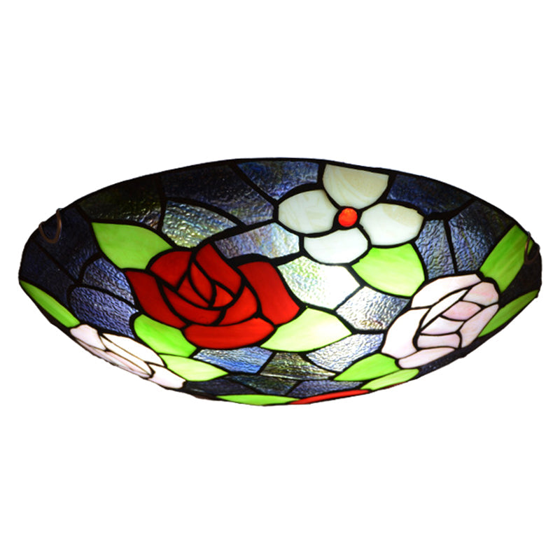 Stained Glass Tiffany Floral Flush Mount Ceiling Light Fixture