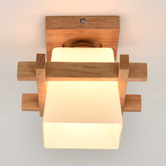 Contemporary Frosted Glass Semi-Flush Chandelier for Hallway Ceiling Mount