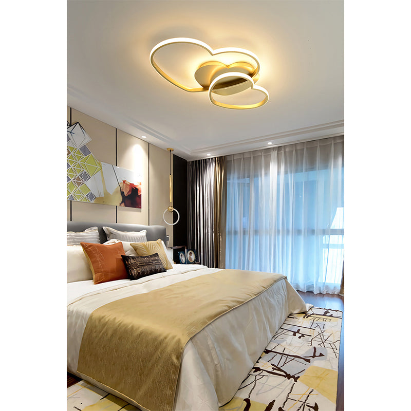 Contemporary Heart Design Flush Mount Light Fixture - Metal Ceiling Light