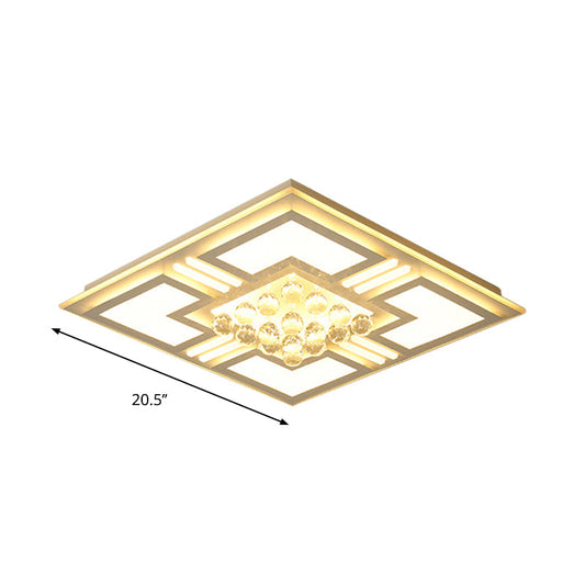 20.5/35.5 Wide Crystal Square/Rectangle Led Flush Ceiling Light Fixture (Warm/White)