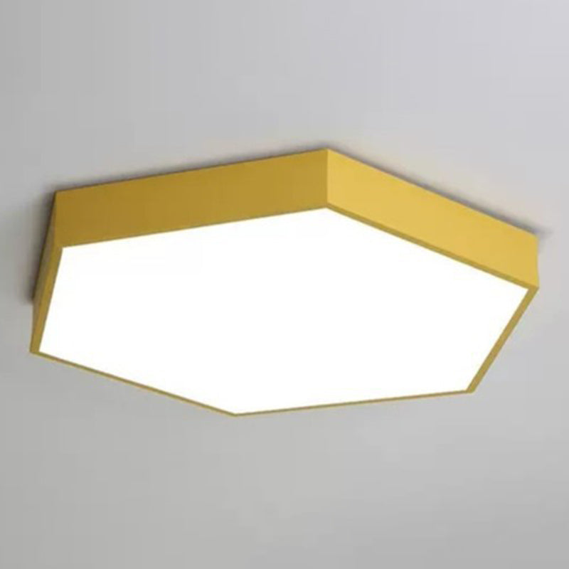 Minimalist Hexagon Flush Mount Ceiling Light Fixture With Acrylic Finish - 1 Yellow / 16 White