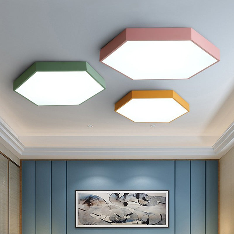 Minimalist Hexagon Flush Mount Ceiling Light Fixture with Acrylic Finish - 1 Light