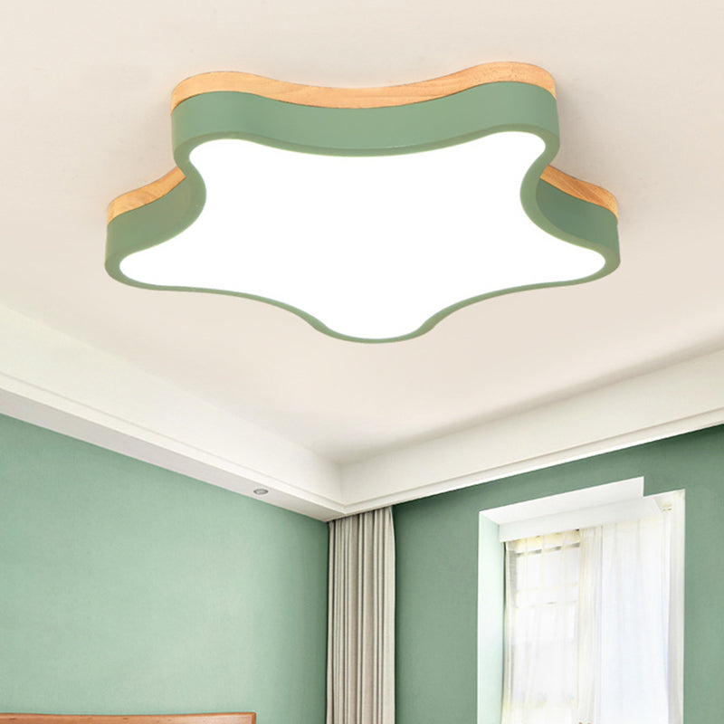 Contemporary Star-Shaped Flush Mount Acrylic Ceiling Light Fixture Green / 16.5 White